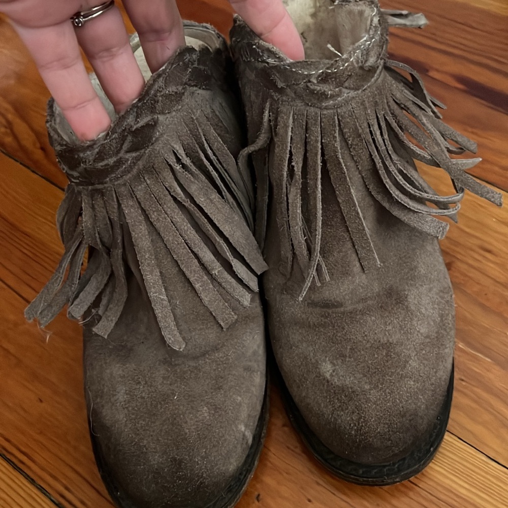 Freebird Brown Suede Fringe Mules